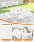 HDPE Patio Dining Set, 5-Piece Outdoor Table and Chairs with Umbrella Hole, Modern Outdoor Dining Set for 4, HDPE Outdoor Patio Furniture Dining Sets for Deck, Poolside, Porch, Pearl by CozyNest Decor