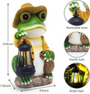 Large Frog Garden Statue, 13.3 Inches Tall, Resin Frog Decor with Solar Lantern for Outdoor Decoration and Housewarming by CozyNest Decor