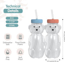 Honey Bear Straw Cup for Babies, 2-Pack Honey Bear Bottle with Travel Lid, Therapy Learning Honeybear Straw Cup, Baby Bottle Set, 8 oz, Blueberry Pie & Firetruck by TinyTreasures Baby Boutique