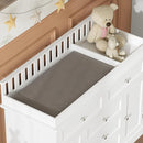 Nursery Dresser with Changing Table Top, 46" W Baby Dresser with 2 Drawers, Laundry Basket & Raised Guard, Infant Diaper Changing Storage Organize Station for Nursery and Baby Bedroom, White by TinyTreasures Baby Boutique