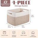 OIAHOMY 4 Pack Storage Baskets for Organizing, Basket for Shelves with Handle, Woven Baskets for Storage Toys, Towels, Books, Cotton Rope Basket 13" L x 9 " W x 7.8 " H, Brown & White by TinyTreasures Baby Boutique