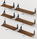 AMADA HOMEFURNISHING Wall Shelves Set of 6, Rustic Farmhouse Floating Shelves for Bedroom, Bathroom & Living Room, Brown Wood by TinyTreasures Baby Boutique
