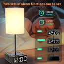 Table Lamp Alarm Clock with USB Ports and AC Outlet, Beside Lamp with Charging Station Speakers and Radio, Power Outlet with Touch Control 3-Way Dimmable Nightstand Lamp for Kids Study Room, Bedroom by TinyTreasures Baby Boutique