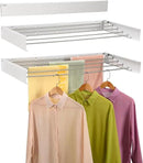 Wall Mounted Laundry Drying Rack, Retractable Clothes Drying Rack for Bathroom with Wall Template, 5 Stainless Rods Heaving 60 lb Capacity (White, 40") by CozyNest Decor