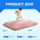 Hobestluk 3 in 1 Bean Bag Chair Giant Bean Bag Chairs for Adults with Chevron Plush Fur Cover Convertible Bean Bag Floor Cushion with Machine Washable Cover for Living Room (Chevron Plush Pink) by CozyNest Decor