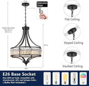 Modern Black Crystal Chandelier, 20 Inch Large Ceiling Pendant Light Fixture with 50'' Adjustable Hanging Chain, 5-Light Farmhouse Chandelier for Dining Room, Living Room, Bedroom, Entryway by CozyNest Decor