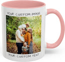 Personalized Coffee Mug – Custom Photo, Text, or Logo Ceramic Mug Tea Cup | Taza Personalizada with Picture or Message | Customized Gift Idea for Men & Women, Mom, Dad, Friends - White/Pink | 11oz by TinyTreasures Baby Boutique
