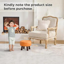 13in Small Foot Stool Ottoman, Round Faux Leather Foot Rest for Couch, Under Desk Pouf Footstool Footrest with Non-Skid Rubber Legs for Ling Room, Bedroom, 13''L x 13''W x 10.2''H, Orange by CozyNest Decor