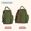 BabbleRoo Extra Large Diaper Bag Backpack, Expandable Baby Bag with Up to 50% More Capacity - Travel Essentials Baby Bag Tote with Changing Pad, Stroller Straps & Pacifier Case - Unisex, Forest Green by TinyTreasures Baby Boutique