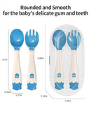 Deejoy Toddler Utensils, Self-feeding Flatware Set withTravel Case, Baby Spoons and Forks with Silicone Bendable Handle, Easy Grip Heat-Resistant, Ideal for Kids, Stage 2 (Blue) by TinyTreasures Baby Boutique