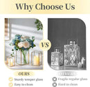 Glass Hurricane Candle Holder Large - Hewory 18pcs Gold Rectangle Flower Holders Centerpiece for Table, Tall Floor Square Pillar Candle Lantern for Wedding, Anniversary, Party, Fireplace, Dining Room by CozyNest Decor