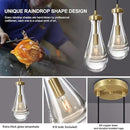 Brass Raindrop Pendant Lights Kitchen Island 2-Light, Cluster Gold Pendant Light Fixture for Bedroom, Dimmable Dining Room Light Fixture Hanging Pendant Lighting Ceiling Chandelier for Foyer by CozyNest Decor