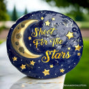 Elegant Resin Stepping Stone, Outdoor Garden Pathway Decoration (Shoot for The Stars Stepping Stone, 9.5" Galactic Moon and Stars Space Themed Gift) by GreenHaven Gardens