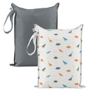Tiny Twinkle Mess-Proof Waterproof Wet Dry Bag | 2-Pack Reusable Wet Bags for Swimsuits & Baby Clothes | Leakproof Wet Bag for Travel & Diaper Changes for Baby (Dinosaur) by TinyTreasures Baby Boutique