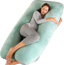 Amagoing 55 inches Pregnancy Pillows for Sleeping, U Shaped Maternity Full Body Pillow for Pregnant Women with Hip, Leg, Back, Belly Support, Washable Velvet Cover Included (Mint Green) by TinyTreasures Baby Boutique