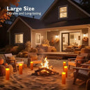 Homemory 4"x12" Halloween Orange Flameless Candles, Fall Candles, Outdoor Waterproof Flameless Candles with Remote and Timers, Battery Operated LED Pillar Candles, Won't Melt Plastic, Set of 2 by CozyNest Decor
