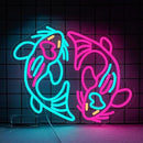 WLHOPE Koi Fish Neon Sign for Wall Decor Koi Carp Neon Light Fish Neon Signs Dimmable Neon Lights Blue Pink Fish LED Light Up Sign for Bedroom Bar Restaurant Office Fishroom Koi Pond by GreenHaven Gardens