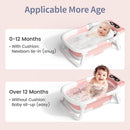 Collapsible Baby Bathtub for Newborn to Toddler (0-18 Month) - Portable Baby Bath Tub for Travel, Newborn Bathtub with Soft Towel and Floating Cushion (Pink) by TinyTreasures Baby Boutique