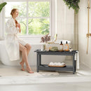 35" Shower Bench, Waterproof Poly Lumber Shower Stool for Shaving Legs, Shower Chair Seat Holds up to 400lbs, Bathroom Bench for Inside Shower, Non-Slip (Grey) by TinyTreasures Baby Boutique