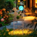 HONGLAND Solar Garden Lights Outdoor Decor, Fairy Figurine Moon Crackle Glass Lights Stake, Housewarming Ornament for Patio, Lawn, Yard, Pathway - Unique Gardening Gifts for Women Mom Grandma by CozyNest Decor