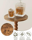 Masupu Round Side Table, Small End Table for Small Spaces, Pedestal Drink Table with Solid Wood Leg for Living Room, Bedroom, Corners(Rustic Brown) by CozyNest Decor