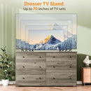 VINGLI 59" Long Dresser 6 Drawer, Grey Large Dresser for Bedroom, Rustic Gray Chest of Drawers, Farmhouse, 59" W x 15.75" D x 32" H by TinyTreasures Baby Boutique