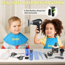 Barber Shop Pretend Play Toy, Kids Hair Salon Toys, Kids Shaving Kit for Boys Ages 3+ with Blow Dryer, Electric Shaver Toys, Tool Bag and Stylist Shave Barber Accessories for Role Play (Black) by TinyTreasures Baby Boutique