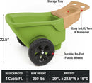 Simplay3 Easy Haul Wheelbarrow with Garden Tool Storage Tray, Durable Heavy-Duty Plastic Wheelbarrow with Large Easy Turn Wheels - Green, Made in USA… by GreenHaven Gardens