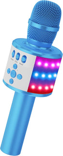 BONAOK Karaoke Microphone for Kids & Adults - Bluetooth Microphones Singing Mic with Disco Lights, Echo Effect, Built-in Speaker Portable Karaoke Player for Party Travel Gifts Q78(Blue) by TinyTreasures Baby Boutique