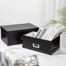 Briful Decorative Storage Boxes with Lids Set of 2 – 14'' + 13'' Set Rectangular Nesting Boxes – Cardboard Organizer with Lift-Top Lid – Black Wood for Home & Office by CozyNest Decor
