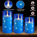 NURADA Flickering Flameless Candles: 3D Wick Built-in Star String Lights Acrylic Unbreakable Battery Operated LED Pillar Candles with Remote and Timer - 3 Pack for Wedding Valentine's Day Decor by CozyNest Decor