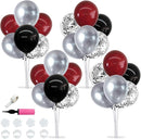 TONIFUL 4 Set Burgundy Red Black Silver Balloon Stand Centerpiece Table Decorations for Graduation Decoration 2025,Christmas Party Decoration,Halloween,New Year's Eve,Anniversary,Birthday Decorations by TinyTreasures Baby Boutique