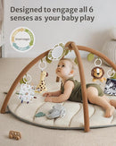 Blissful Diary Baby Play Gym & Activity Mat, Leaf Shaped Baby Tummy Time Play Mat with 6 Detachable Toys, Promotes Motor Skills & Sensory Development, Newborn Baby Essentials Gift, Oatmeal Beige by TinyTreasures Baby Boutique
