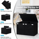 popoly 122L Large Toy Box Chest with Lid, Foldable Toy Storage Organizer Bin Boxes with Removable Divider for Kids, Boys, Girls, Nursery, Playroom, 26"x17" x17"(Linen Black) by TinyTreasures Baby Boutique
