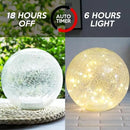 Mercury Crackle LED Glass Globe Ball Lamp with Timer, Battery Operated Night Light for Girls, Birthday, Halloween,Christmas - Decorative Gift for Home Warm White (with Timer) by GreenHaven Gardens