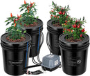 VIVOSUN DWC Hydroponics Grow System with Top Drip Kit, 5-Gallon Deep Water Culture, Recirculating Drip Garden System with Multi-Purpose Air Hose, Air Pump, and Air Stone (4 Buckets + Top Drip Kit) by GreenHaven Gardens