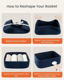 Small Woven Basket, 13.5 x 9.5 x 5 Inches, Storage Basket for Organizing, Cute Small Rope Shelf Closet Cube Storage Bins Baskets for Shelves, Dog Toy Gift Baskets Empty, 3 Packs, Navy Blue by TinyTreasures Baby Boutique