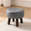 Ottoman, Small Foot Stool, Round Leather Pouf Ottoman, 13''L x 13''W x 10.2''H Foot Rest with Non-Skid Rubber Legs for Living Room Bedroom Couch Entryway, Grey by CozyNest Decor