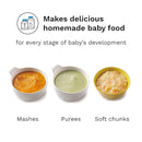 Baby Brezza One Step Baby Food Maker Deluxe – Auto shut Off, Dishwasher Safe Cooker and Blender to Steam + Puree Organic Food for Infants + Toddlers - Set of 3 Pouches + 3 Funnels by TinyTreasures Baby Boutique