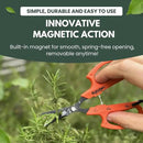 Saboten Japan 6.3" Automatic Japanese Harvesting Shears - Fine-Tipped Angled Blade, Magnetic Springless Action, Stainless Steel with Fluorine Coating, Ergonomic Grip - forest Originals, Made in Japan by GreenHaven Gardens