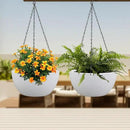 10 inch Hanging Planters for Indoor Outdoor Plants, 2 Pack Hanging Flower Pots with Drainage Holes and Chain for Garden Balcony Porch, Round Plastic Hanging Baskets for House Plants, White by GreenHaven Gardens