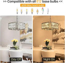 12” 4-Light Modern Crystal Chandeliers Nickel Dinning Room Light Fixture, Square Pendant Light Kitchen Island Chandelier, Flush Mount Ceiling Light for Living Room Entryway Bedroom Foyer by CozyNest Decor