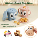 Silicone Snack Cup Food Container for Toddlers and Babies, Spill Proof Training Cup with Snack Cup Lid & Dust Proof Lid, Comes with a toy strap, Without BPA, Lead, or Phthalates (Sage) by TinyTreasures Baby Boutique