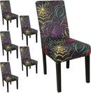 JQinHome Spider Halloween Chair Slipcover,Web Black Chair Covers Set of 6, High Stretch Washable Chair Protector Cover for Dining Room, Kitchen,Home Party,Wedding Ceremony(Spider,6PC) by CozyNest Decor