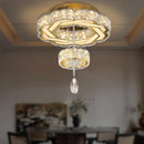 Flashing God Small Crystal Chandeliers Dia 12" Gold Chandelier Flush Mount Ceiling Light for Bedroom Living Room Dining Room Hallway Dimmable 3 Rings LED Celing Lighting Fixtures by CozyNest Decor