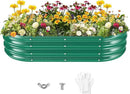 Galvanized Raised Garden Beds for Gardening - 60 x 32 x 12 inch Oval Metal Planter Boxes Above Ground Outdoor for Vegetables,Flowers,Herbs, Garden Container Green (1, 5X2.7X1FT) by GreenHaven Gardens
