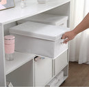 HOONEX Storage Bins with Lids for Organizing, Pack of 2, Storage Boxes with 2 Carrying Handles and Sturdy Heavy Cardboard, 16.5" L x 11.8" W x 7.5" H for Shoes, Books, Clothes, Nursery, White by TinyTreasures Baby Boutique