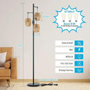 Boho Rattan Floor Lamp - Dimmable 70 Inch with Shades, Coastal 3 Light Bohemian Standing Lamp for Living Room Bedroom Office by CozyNest Decor