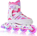 2PM SPORTS Vinal Girls Adjustable Flashing Inline Skates, All Wheels Light Up, Fun Illuminating Skates for Kids Men Adult Women and Boys by TinyTreasures Baby Boutique