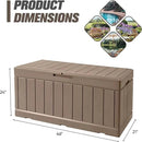 JUMMICO 83 Gallon Outdoor Deck Box Large Resin Storage Box for Patio Furniture Cushions and Garden Tools (Khaki) by CozyNest Decor